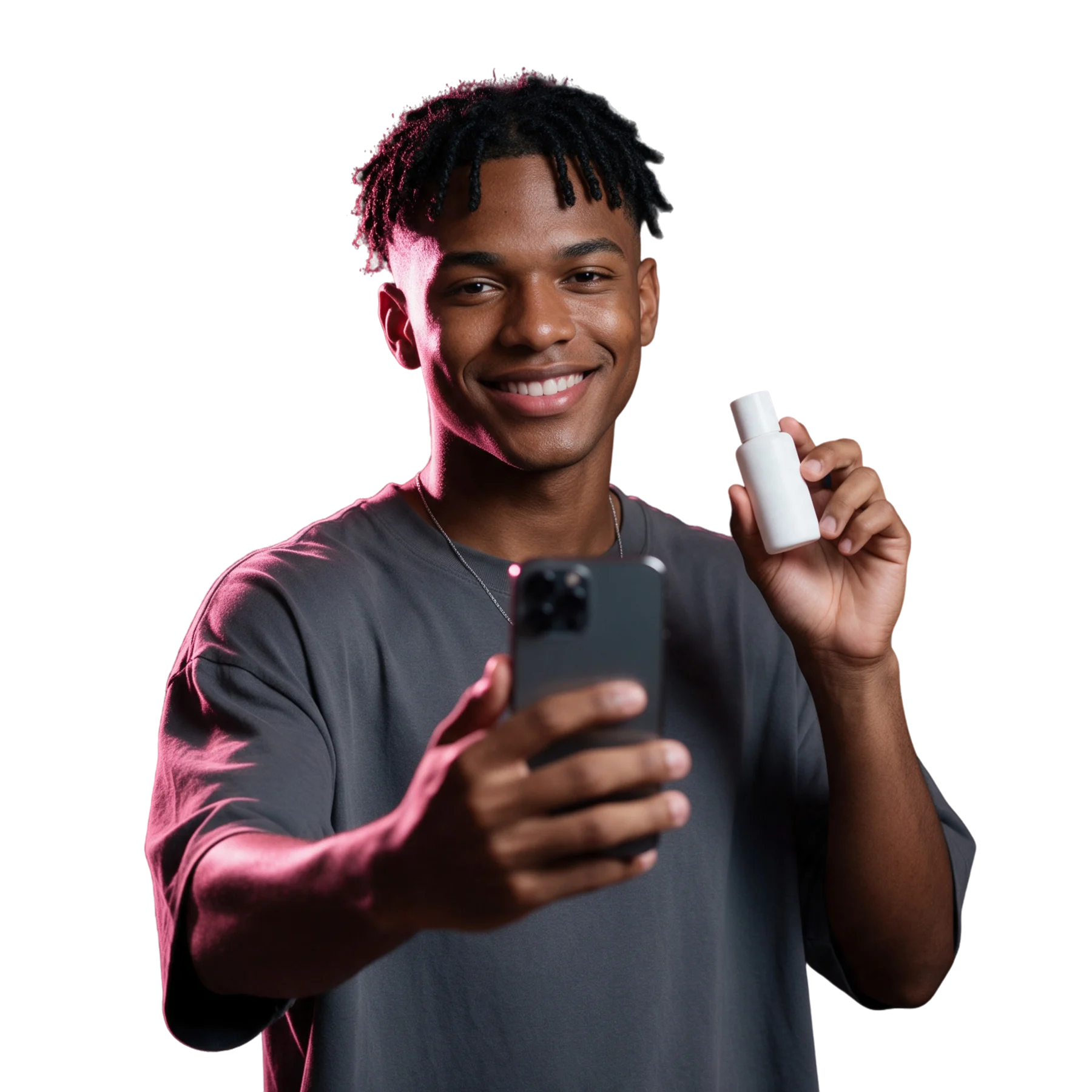 Creator da Flip mostrando um produto de skincare para o celular
